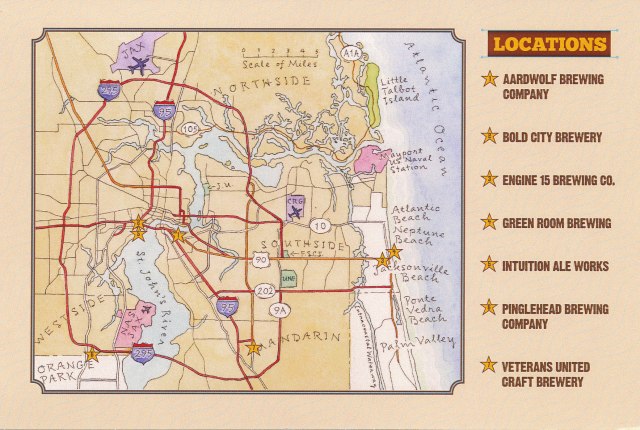 Map of the JAX Ale Trail Brewry Locations