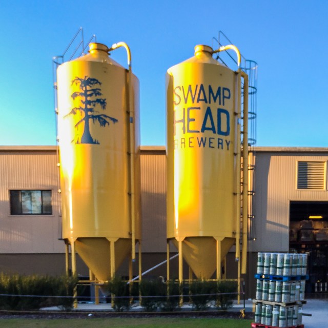 The iconic grain silos in front of Swamp Head Brewing in Gainesville Florida